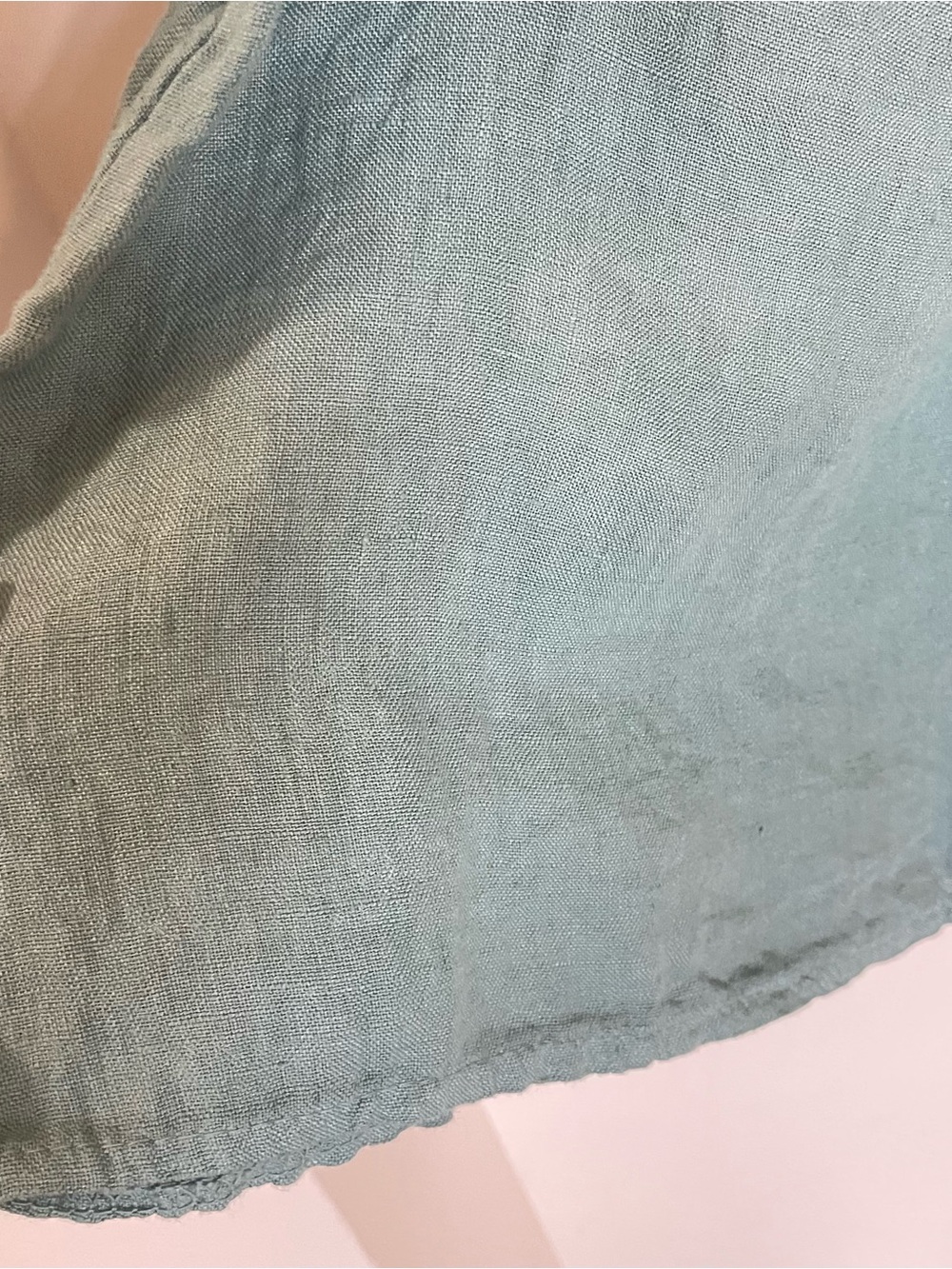 Bellambia Square Neck Puff Sleeve Linen Blouse in Teal - Picture 6 of 6